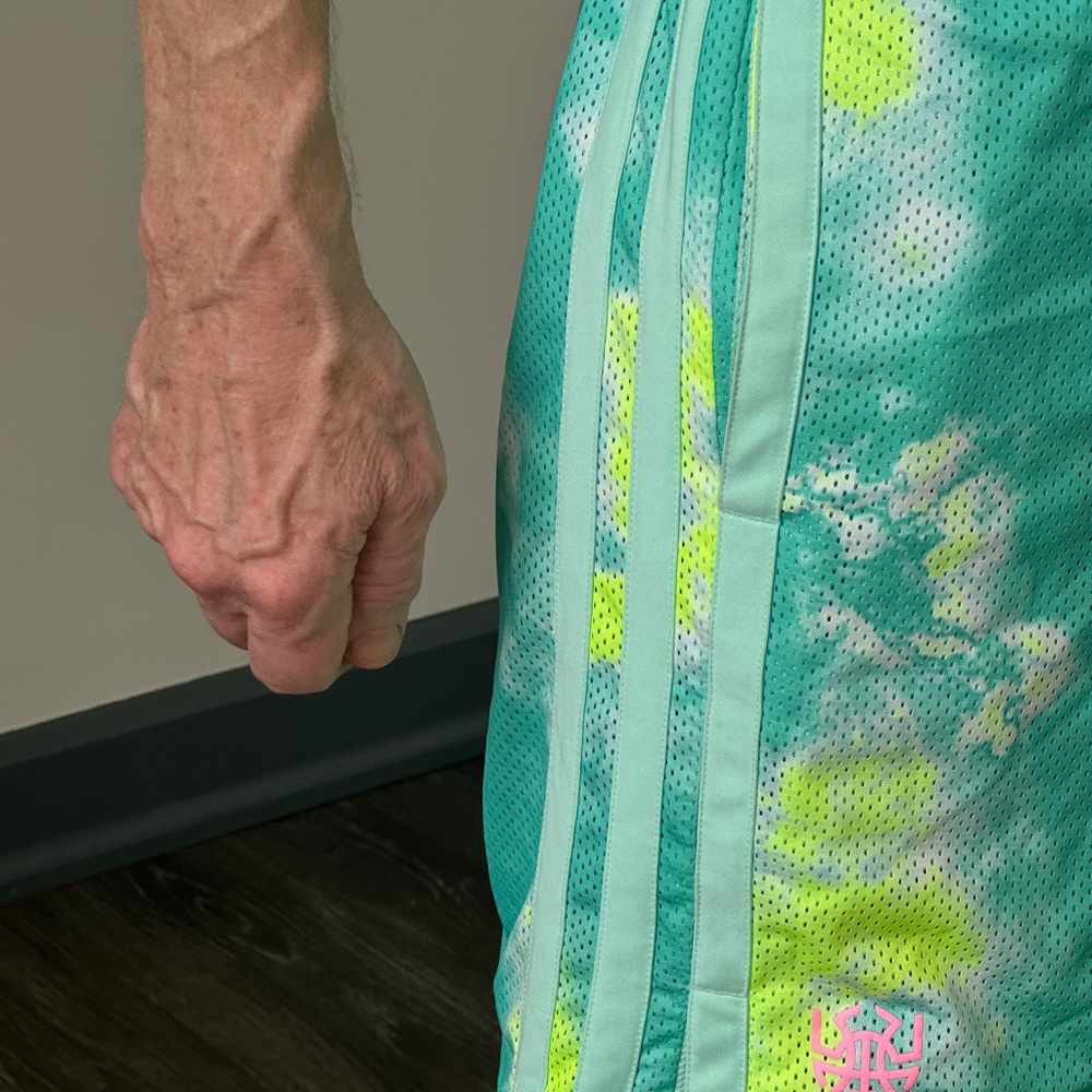Adidas Turquoise and Lime Tie-Dye Shorts - Picture 14 of 17